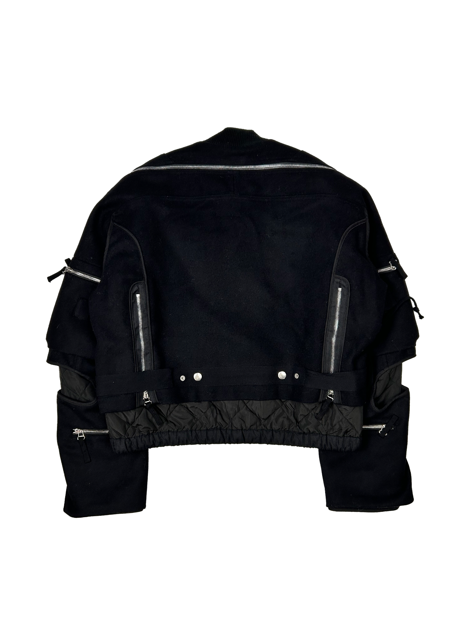 Dries Van Noten AW2014 Multi Back-Zip Black Wool Bomber Jacket Dries Van Noten AW2014 Multi Back-Zip Black Wool Bomber Jacket
