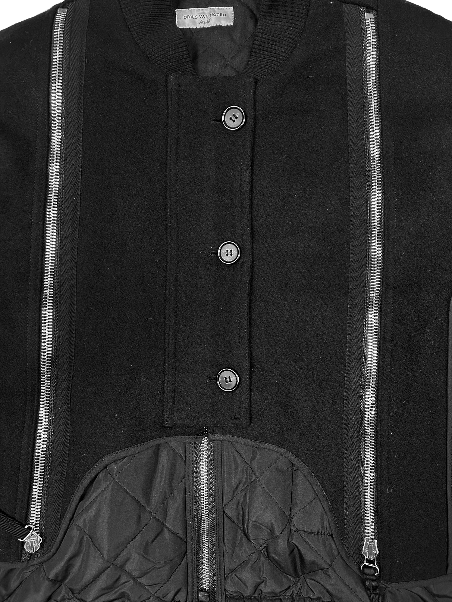 Dries Van Noten AW2014 Multi Back-Zip Black Wool Bomber Jacket Dries Van Noten AW2014 Multi Back-Zip Black Wool Bomber Jacket
