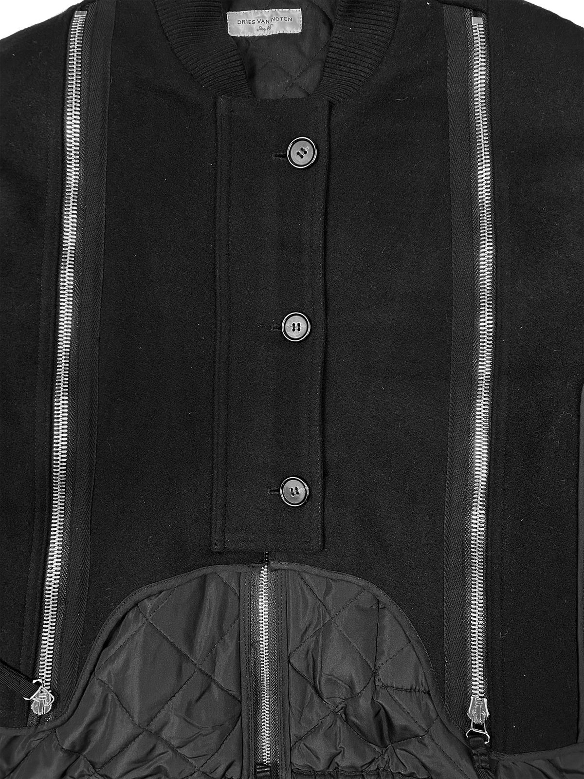 Dries Van Noten AW2014 Multi Back-Zip Black Wool Bomber Jacket Dries Van Noten AW2014 Multi Back-Zip Black Wool Bomber Jacket